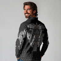 Viking Vegvisir Serpent Rune Cross Long Sleeve Polo Shirt Nordic Knotwork Runic Engraving Style