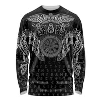 Viking Vegvisir Serpent Rune Cross Long Sleeve Shirt Nordic Knotwork Runic Engraving Style