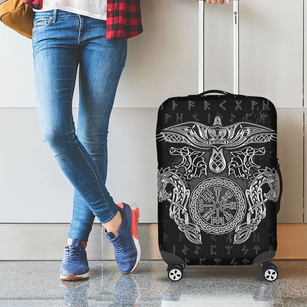 Viking Vegvisir Serpent Rune Cross Luggage Cover Nordic Knotwork Runic Engraving Style