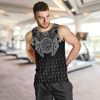 Viking Vegvisir Serpent Rune Cross Men Tank Top Nordic Knotwork Runic Engraving Style
