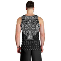 Viking Vegvisir Serpent Rune Cross Men Tank Top Nordic Knotwork Runic Engraving Style