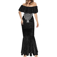 Viking Vegvisir Serpent Rune Cross Mermaid Dress Nordic Knotwork Runic Engraving Style