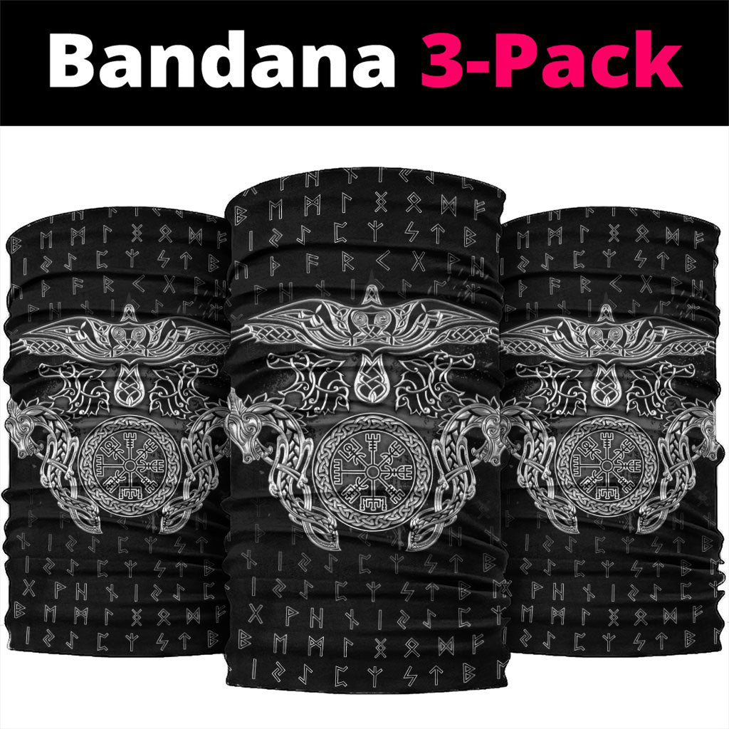 Viking Vegvisir Serpent Rune Cross Neck Gaiter Nordic Knotwork Runic Engraving Style