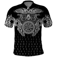 Viking Vegvisir Serpent Rune Cross Polo Shirt Nordic Knotwork Runic Engraving Style