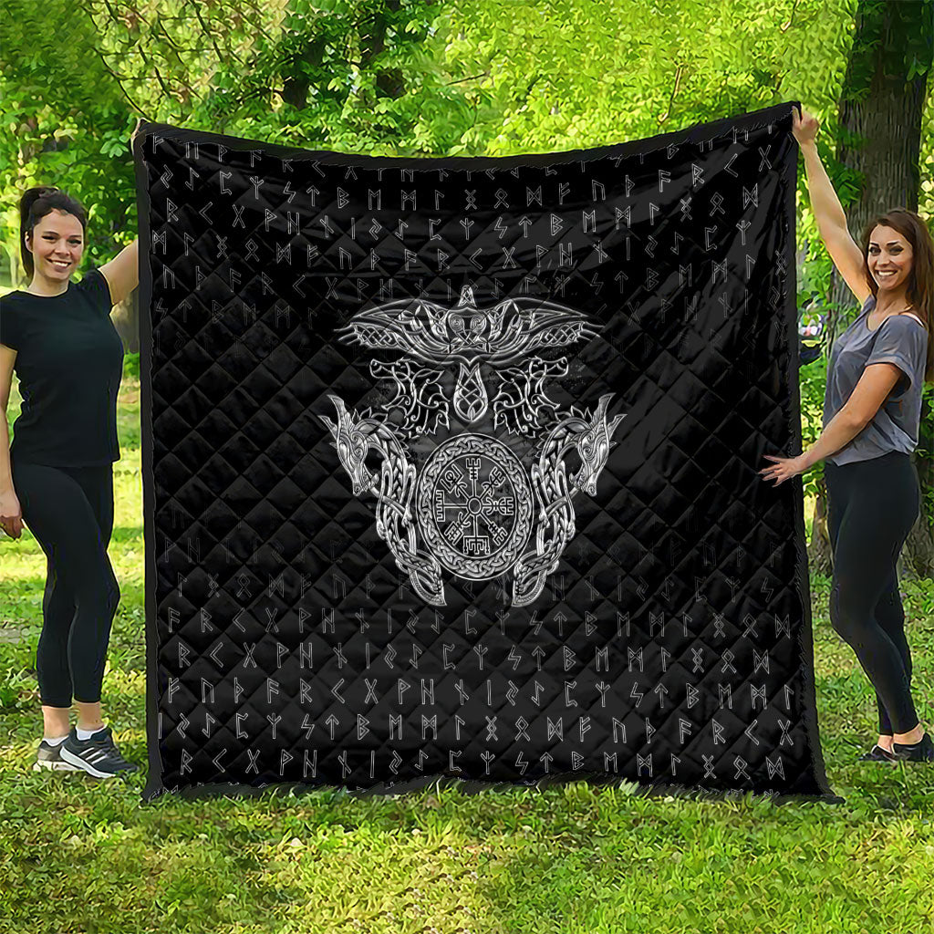 Viking Vegvisir Serpent Rune Cross Quilt Nordic Knotwork Runic Engraving Style