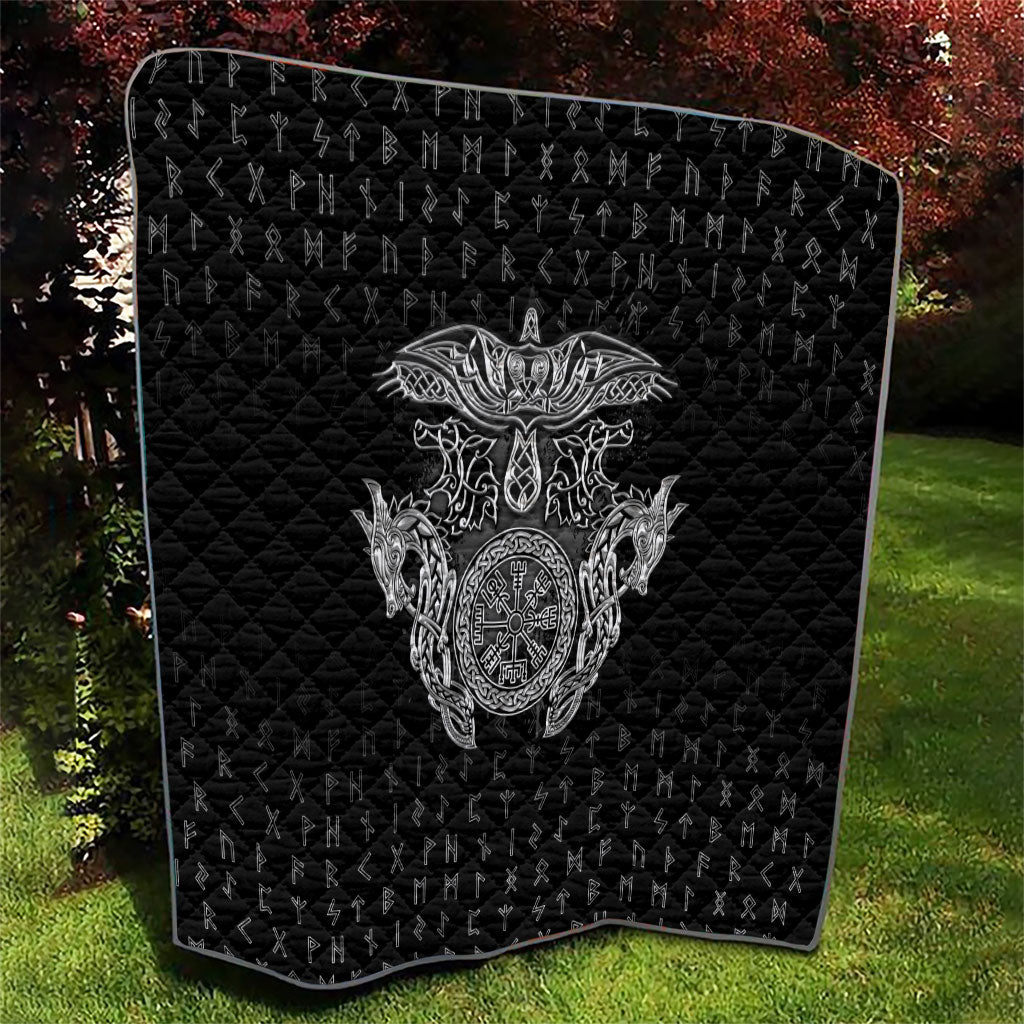 Viking Vegvisir Serpent Rune Cross Quilt Nordic Knotwork Runic Engraving Style