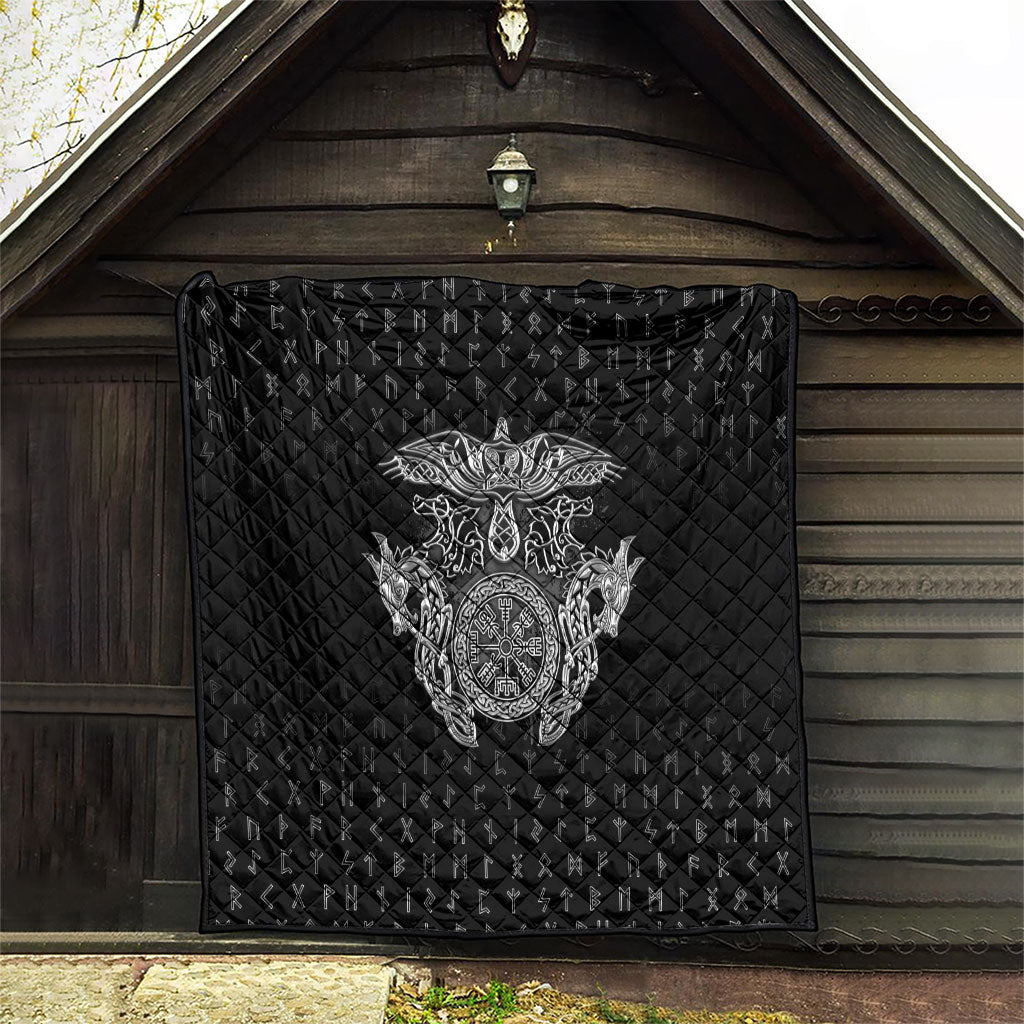 Viking Vegvisir Serpent Rune Cross Quilt Nordic Knotwork Runic Engraving Style