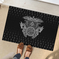 Viking Vegvisir Serpent Rune Cross Rubber Doormat Nordic Knotwork Runic Engraving Style