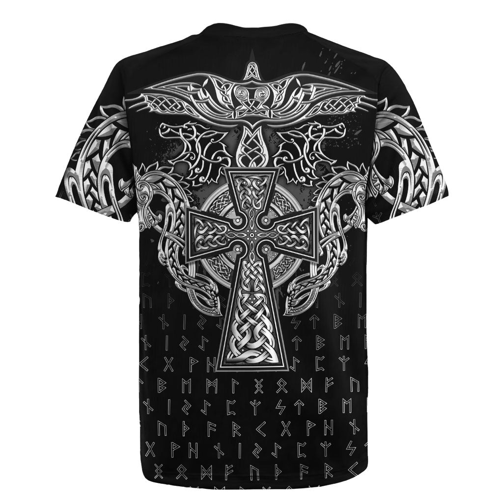 Viking Vegvisir Serpent Rune Cross Rugby Jersey Nordic Knotwork Runic Engraving Style