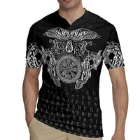 Viking Vegvisir Serpent Rune Cross Rugby Jersey Nordic Knotwork Runic Engraving Style