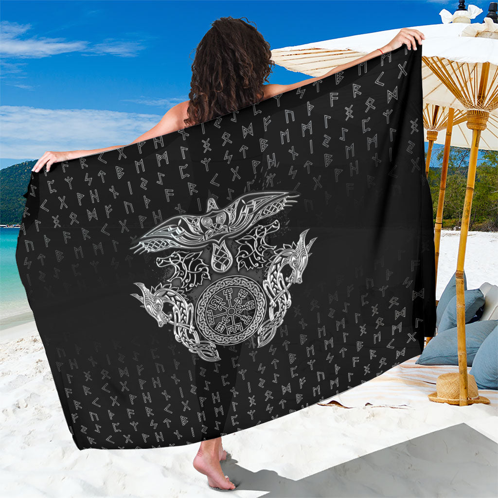 Viking Vegvisir Serpent Rune Cross Sarong Nordic Knotwork Runic Engraving Style