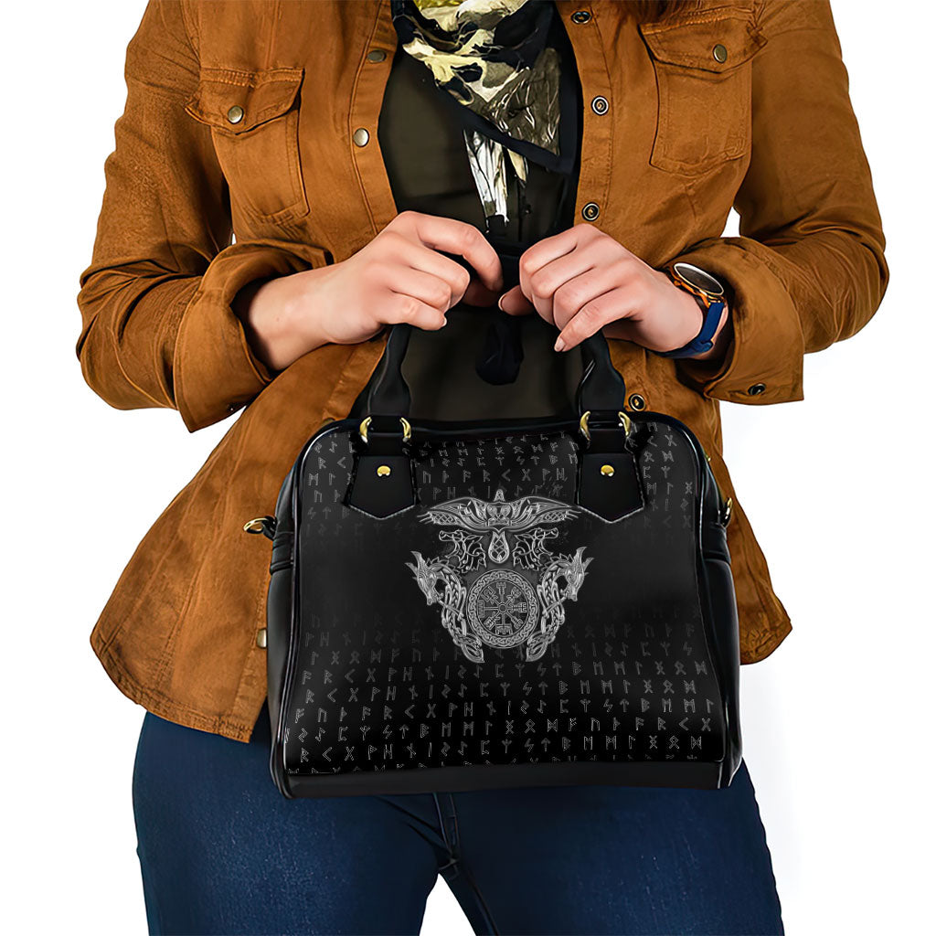 Viking Vegvisir Serpent Rune Cross Shoulder Handbag Nordic Knotwork Runic Engraving Style