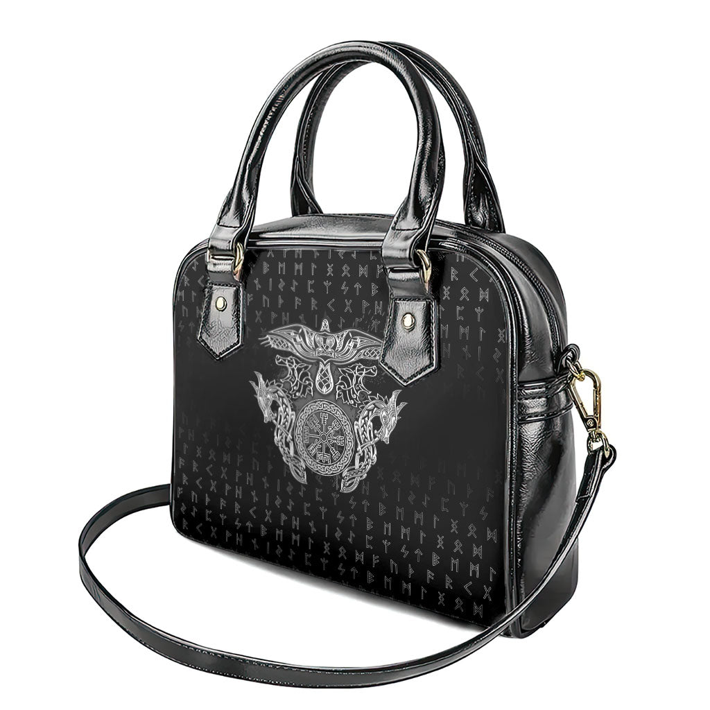 Viking Vegvisir Serpent Rune Cross Shoulder Handbag Nordic Knotwork Runic Engraving Style