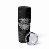Viking Vegvisir Serpent Rune Cross Skinny Tumbler Nordic Knotwork Runic Engraving Style