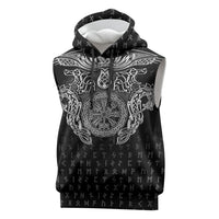 Viking Vegvisir Serpent Rune Cross Sleeveless Hoodie Nordic Knotwork Runic Engraving Style
