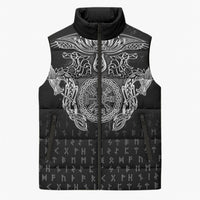 Viking Vegvisir Serpent Rune Cross Sleeveless Puffer Jacket Nordic Knotwork Runic Engraving Style