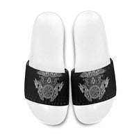 Viking Vegvisir Serpent Rune Cross Slide Sandals Nordic Knotwork Runic Engraving Style