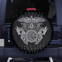Viking Vegvisir Serpent Rune Cross Spare Tire Cover Nordic Knotwork Runic Engraving Style
