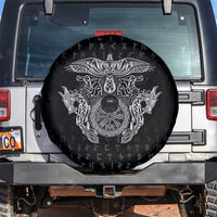 Viking Vegvisir Serpent Rune Cross Spare Tire Cover Nordic Knotwork Runic Engraving Style