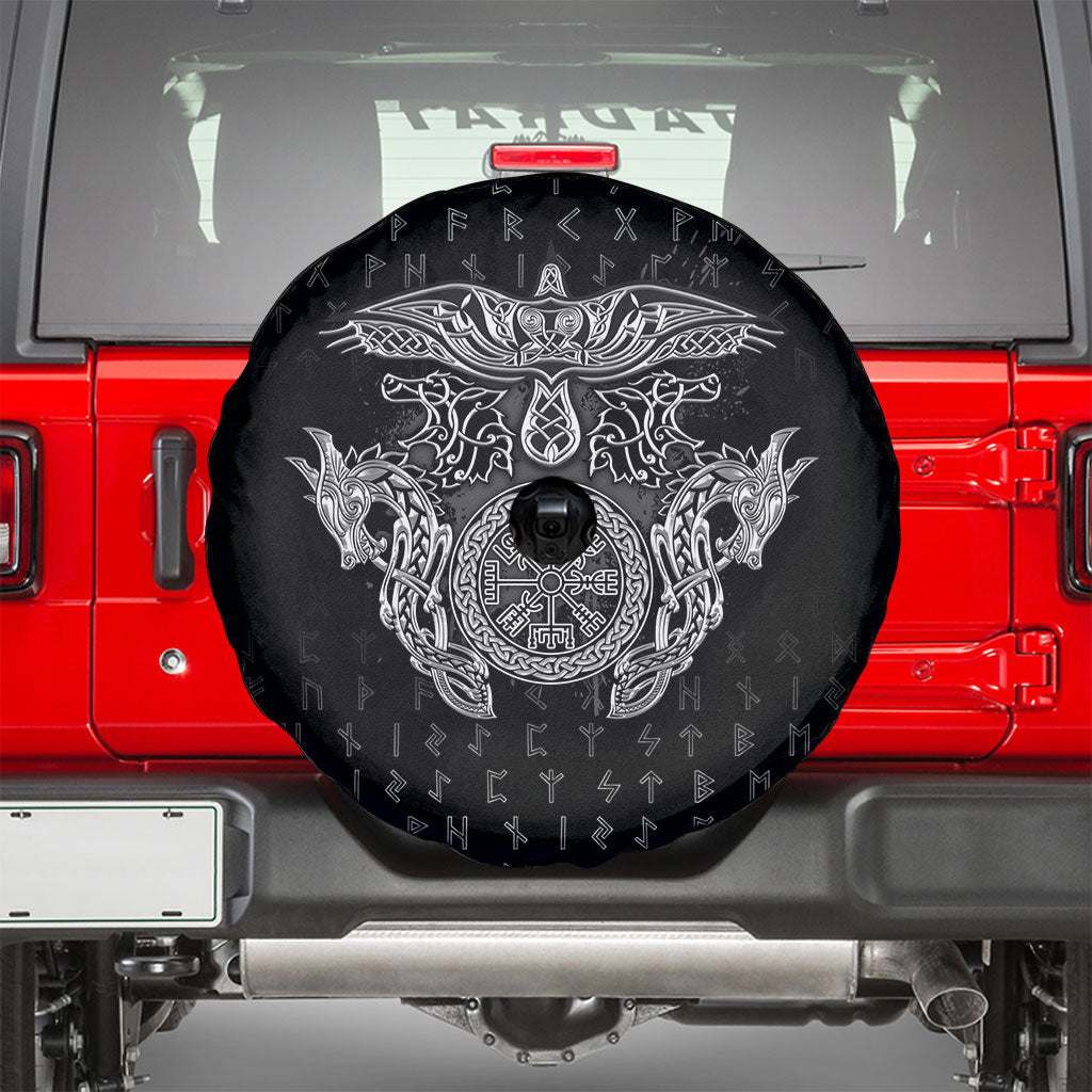 Viking Vegvisir Serpent Rune Cross Spare Tire Cover Nordic Knotwork Runic Engraving Style