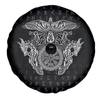 Viking Vegvisir Serpent Rune Cross Spare Tire Cover Nordic Knotwork Runic Engraving Style