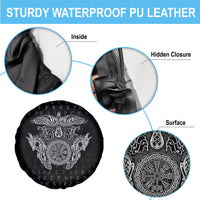 Viking Vegvisir Serpent Rune Cross Spare Tire Cover Nordic Knotwork Runic Engraving Style