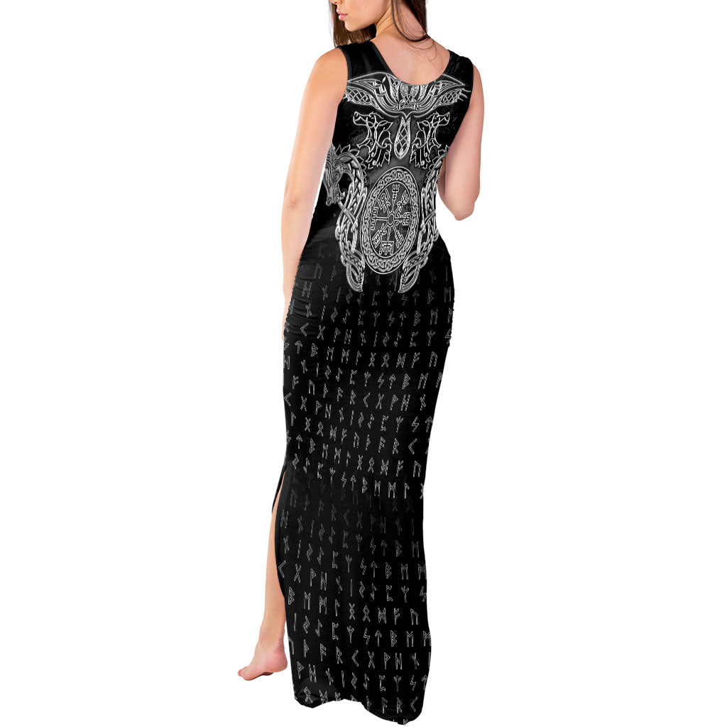 Viking Vegvisir Serpent Rune Cross Tank Maxi Dress Nordic Knotwork Runic Engraving Style