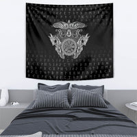 Viking Vegvisir Serpent Rune Cross Tapestry Nordic Knotwork Runic Engraving Style