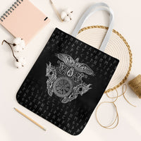 Viking Vegvisir Serpent Rune Cross Tote Bag Nordic Knotwork Runic Engraving Style