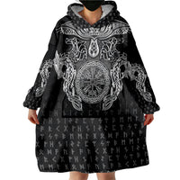 Viking Vegvisir Serpent Rune Cross Wearable Blanket Hoodie Nordic Knotwork Runic Engraving Style
