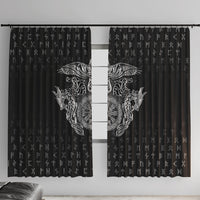 Viking Vegvisir Serpent Rune Cross Window Curtain Nordic Knotwork Runic Engraving Style