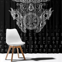 Viking Vegvisir Serpent Rune Cross Window Curtain Nordic Knotwork Runic Engraving Style