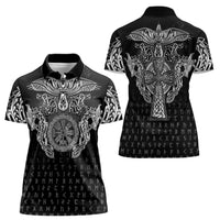 Viking Vegvisir Serpent Rune Cross Women Polo Shirt Nordic Knotwork Runic Engraving Style