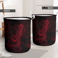 Viking Dragon Longship Helm of Awe Laundry Basket Nordic Mythology Tribal Engraving Style