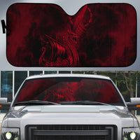 Viking Dragon Longship Helm of Awe Auto Sun Shade Nordic Mythology Tribal Engraving Style