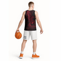 Viking Dragon Longship Helm of Awe Basketball Jersey Nordic Mythology Tribal Engraving Style