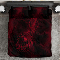 Viking Dragon Longship Helm of Awe Bedding Set Nordic Mythology Tribal Engraving Style