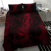 Viking Dragon Longship Helm of Awe Bedding Set Nordic Mythology Tribal Engraving Style