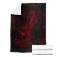 Viking Dragon Longship Helm of Awe Blanket Nordic Mythology Tribal Engraving Style