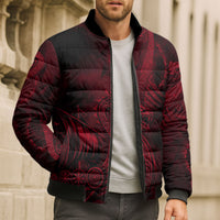 Viking Dragon Longship Helm of Awe Bomber Puffer Jacket Nordic Mythology Tribal Engraving Style
