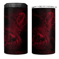 Viking Dragon Longship Helm of Awe 4 in 1 Can Cooler Tumbler Nordic Mythology Tribal Engraving Style