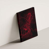 Viking Dragon Longship Helm of Awe Canvas Wall Art Nordic Mythology Tribal Engraving Style