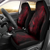 Viking Dragon Longship Helm of Awe Car Seat Cover Nordic Mythology Tribal Engraving Style