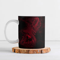 Viking Dragon Longship Helm of Awe Ceramic Mug Nordic Mythology Tribal Engraving Style