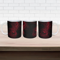 Viking Dragon Longship Helm of Awe Ceramic Mug Nordic Mythology Tribal Engraving Style