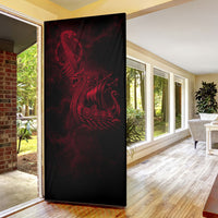 Viking Dragon Longship Helm of Awe Door Cover Nordic Mythology Tribal Engraving Style
