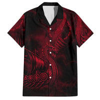 Viking Dragon Longship Helm of Awe Hawaiian Shirt Nordic Mythology Tribal Engraving Style