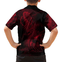 Viking Dragon Longship Helm of Awe Hawaiian Shirt Nordic Mythology Tribal Engraving Style
