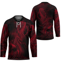 Viking Dragon Longship Helm of Awe Hockey Jersey Nordic Mythology Tribal Engraving Style
