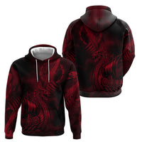 Viking Dragon Longship Helm of Awe Hoodie Nordic Mythology Tribal Engraving Style